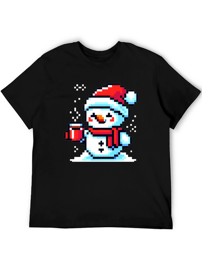 Pixel Snowman T-Shirt - Festive Holiday Style
