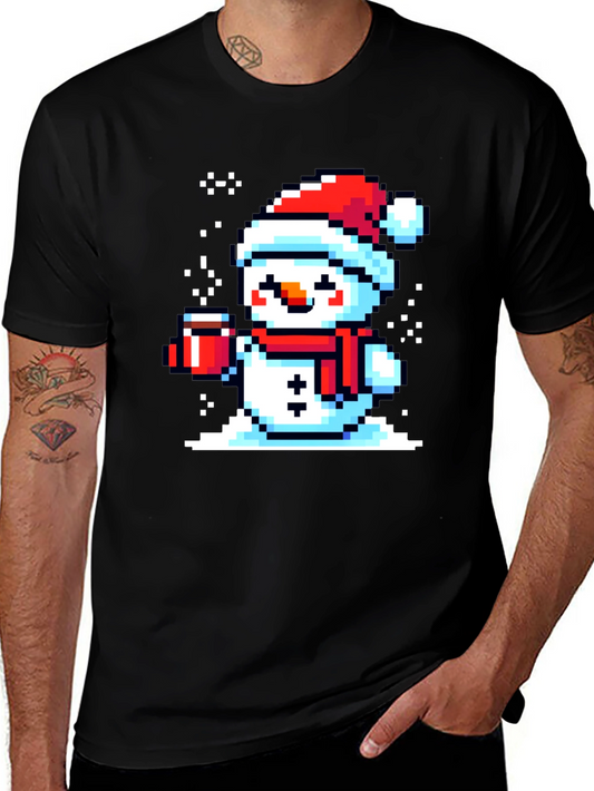 Pixel Snowman T-Shirt - Festive Holiday Style