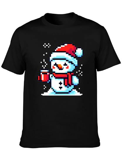 Pixel Snowman T-Shirt - Festive Holiday Style