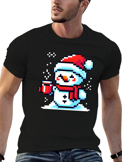 Pixel Snowman T-Shirt - Festive Holiday Style