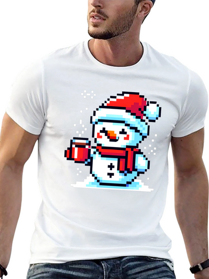 Pixel Snowman T-Shirt - Festive Holiday Style