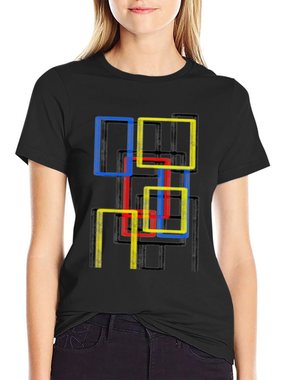 Abstract Geometric Squares Graphic Tee - Modern Art Shirt