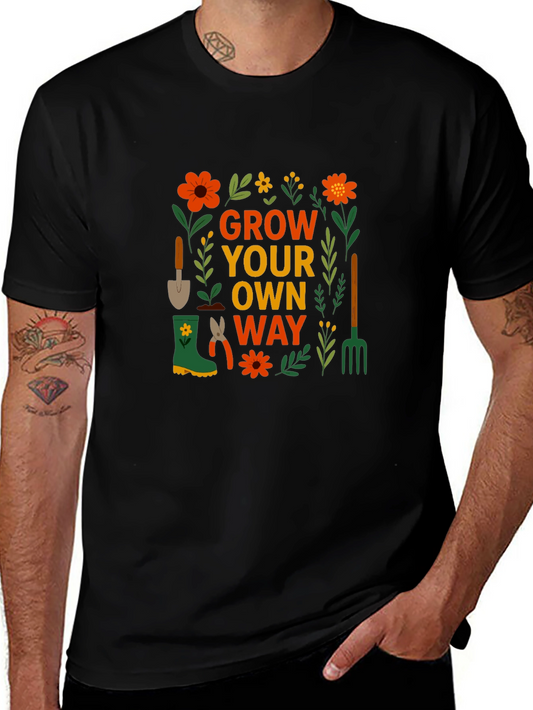 Grow Your Own Way Graphic Tee - Black Cotton T-Shirt