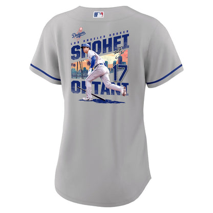 Shohei Ohtani 17 Los Angeles Dodgers Signed Homerun 2023 Road Women Jersey - Gray