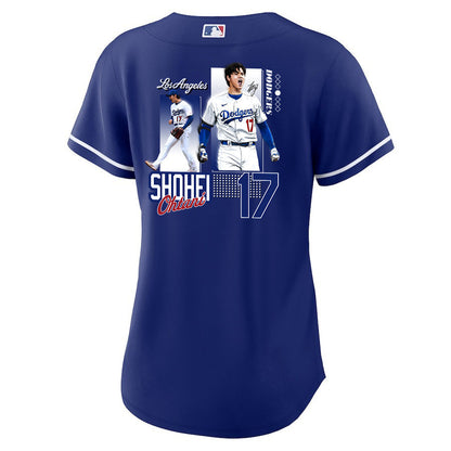 Shohei Ohtani 17 Los Angeles Dodgers Signed Welcome To The Sho Alternate Women Jersey - Royal