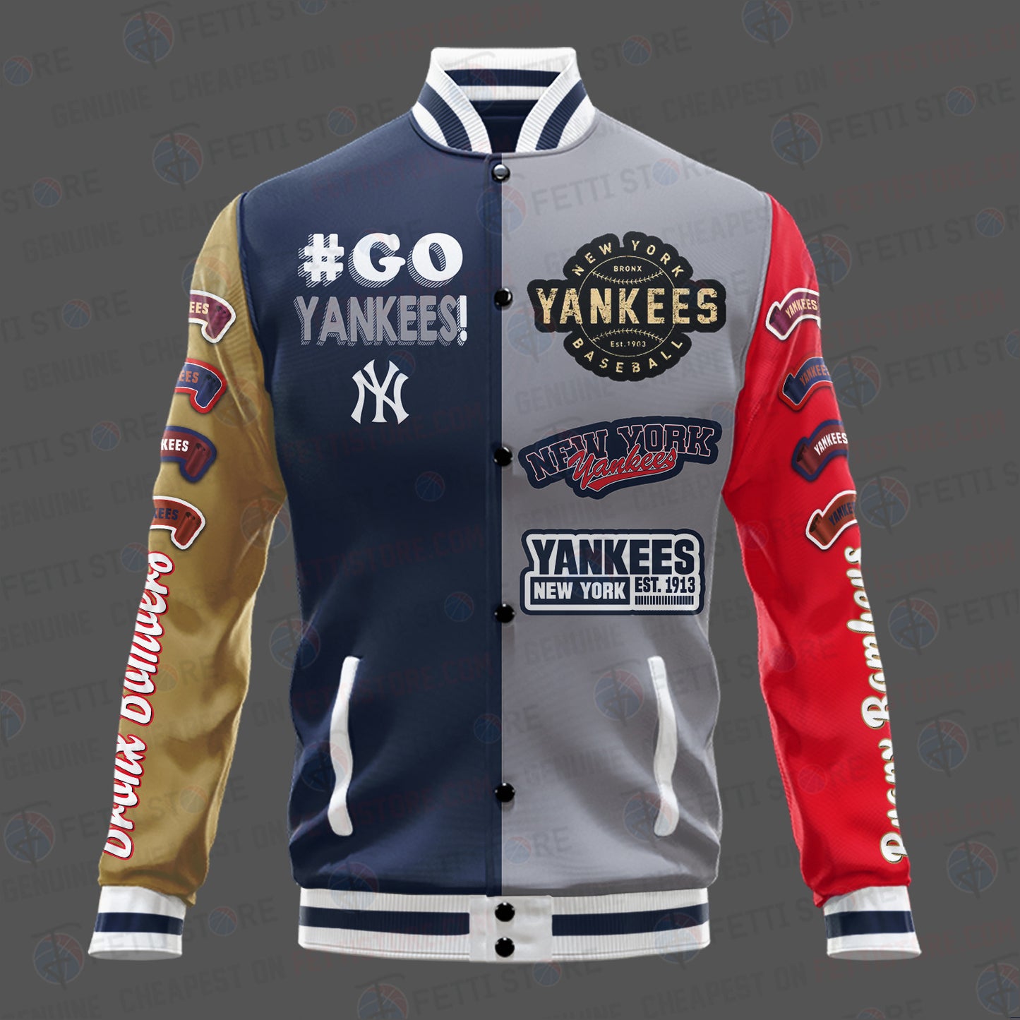 New York Yankees New Design Multi Color Varsity Jacket - All-Over-Printed Jacket