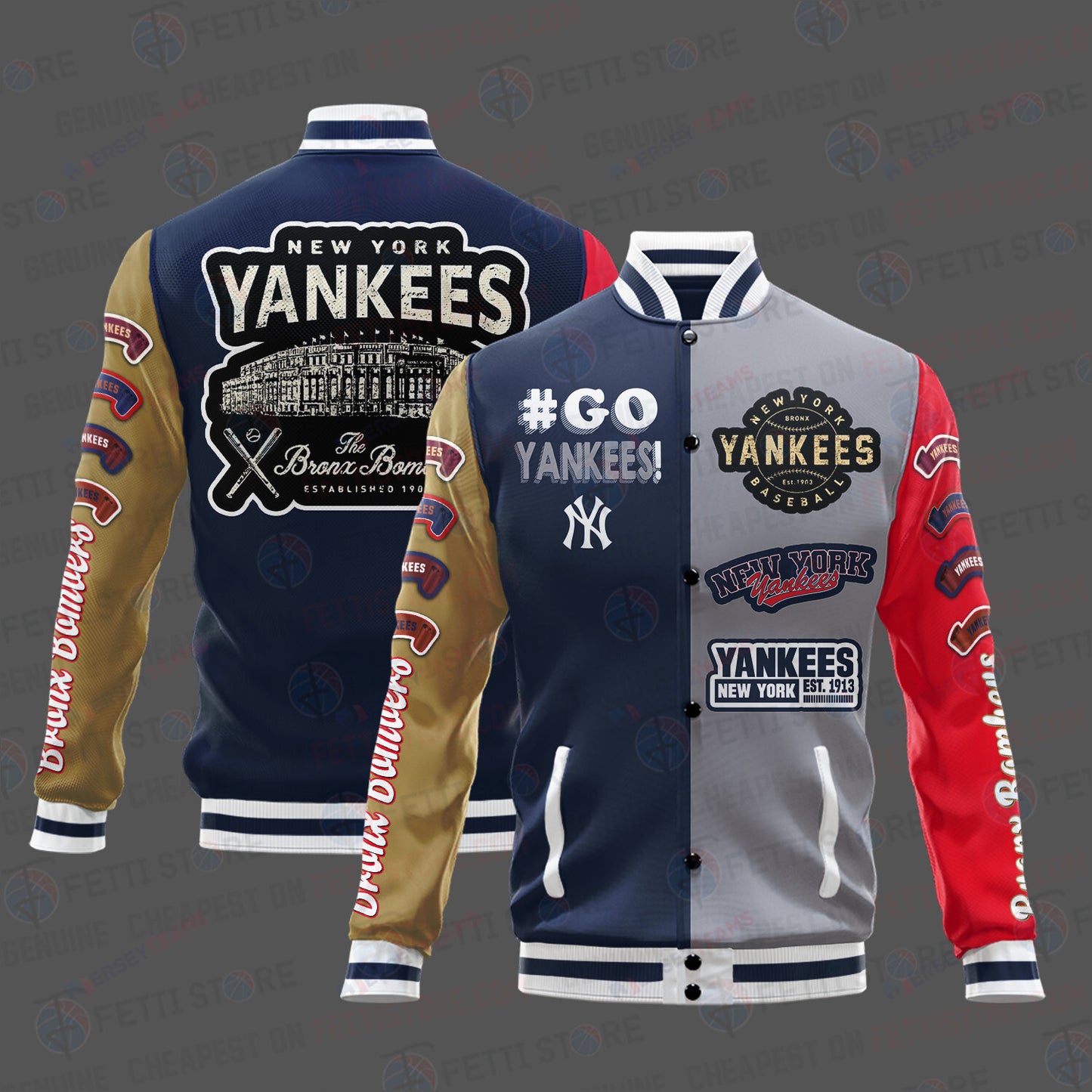 New York Yankees New Design Multi Color Varsity Jacket - All-Over-Printed Jacket
