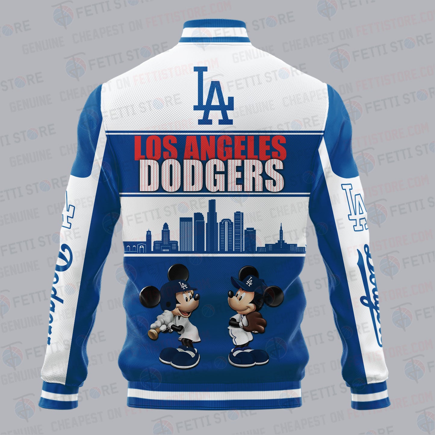 Los Angeles Dodgers City And Logo Pattern Print Varsity Jacket - All-Over-Printed Jacket