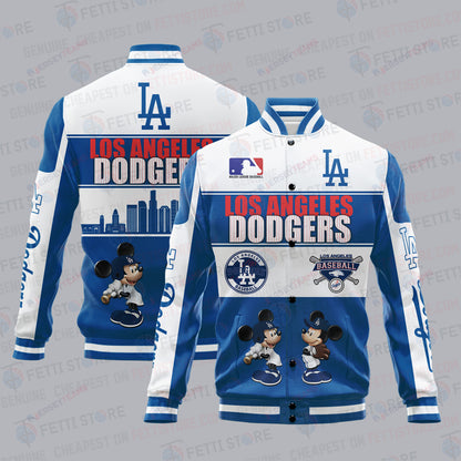 Los Angeles Dodgers City And Logo Pattern Print Varsity Jacket - All-Over-Printed Jacket