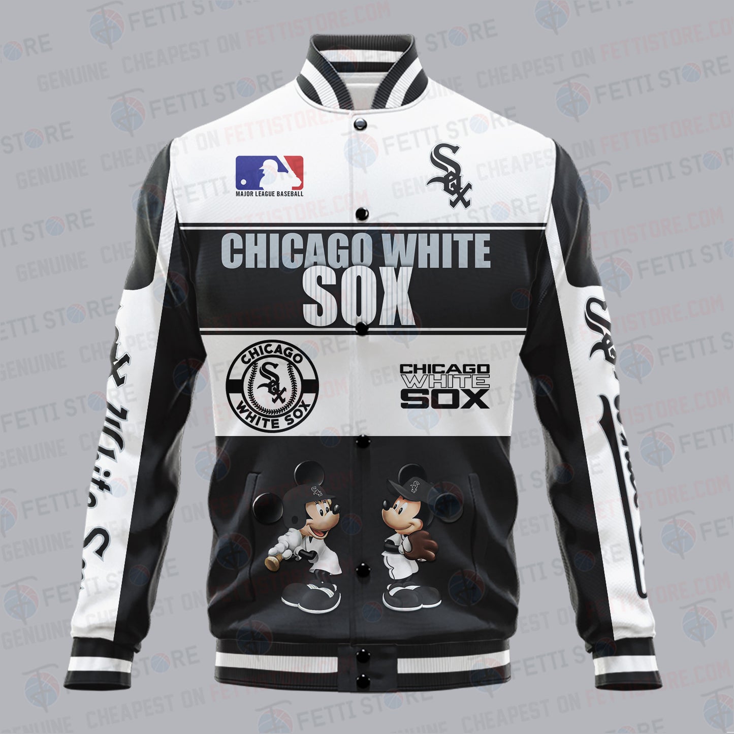 Chicago White Sox City And Logo Pattern Print Varsity Jacket - All-Over-Printed Jacket