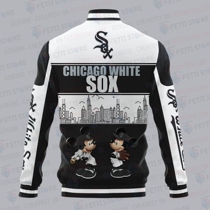 Chicago White Sox City And Logo Pattern Print Varsity Jacket - All-Over-Printed Jacket