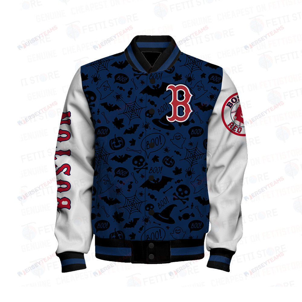 Boston Red Sox Halloween Pattern Varsity Jacket - All-Over-Printed Jacket