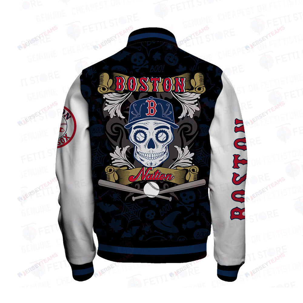 Boston Red Sox Halloween Pattern Varsity Jacket - All-Over-Printed Jacket
