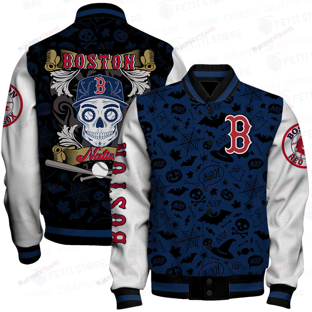 Boston Red Sox Halloween Pattern Varsity Jacket - All-Over-Printed Jacket