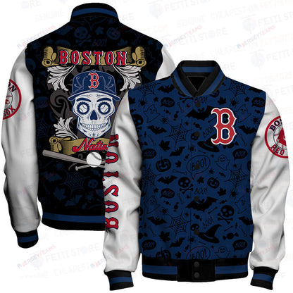 Boston Red Sox Halloween Pattern Varsity Jacket - All-Over-Printed Jacket