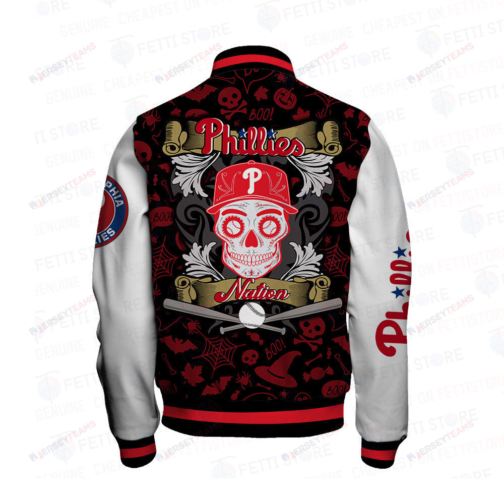 Philadelphia Phillies Halloween Pattern Varsity Jacket - All-Over-Printed Jacket