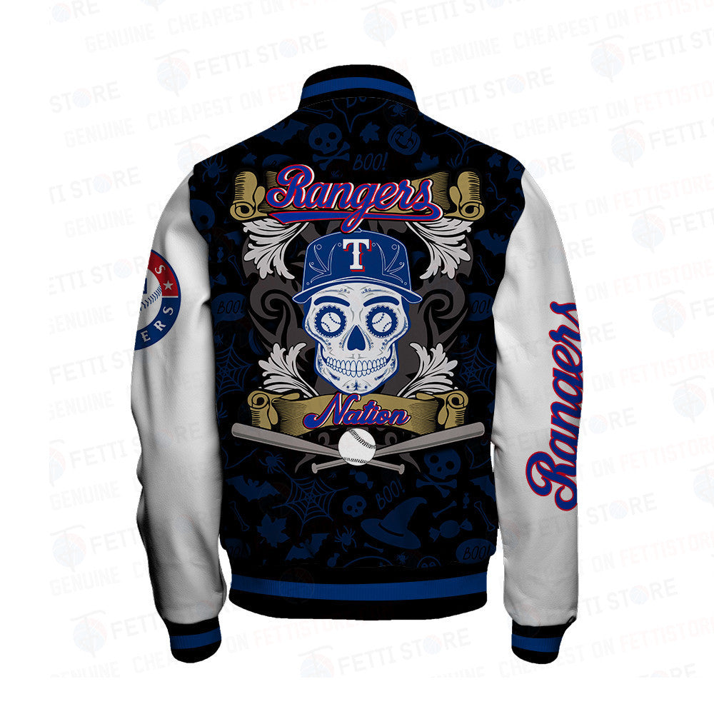 Texas Rangers Halloween Pattern Varsity Jacket - All-Over-Printed Jacket