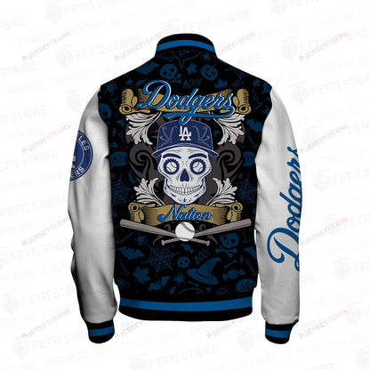 Los Angeles Dodgers Halloween Pattern Varsity Jacket - All-Over-Printed Jacket