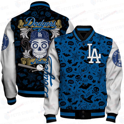 Los Angeles Dodgers Halloween Pattern Varsity Jacket - All-Over-Printed Jacket