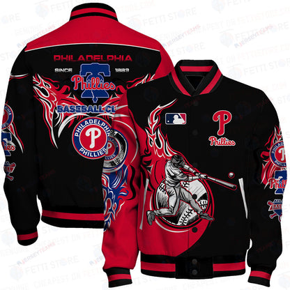 Philadelphia Phillies Major League Baseball AOP Varsity Jacket - All-Over-Printed Jacket