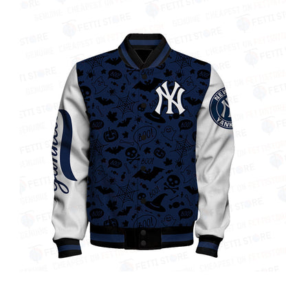 New York Yankees Halloween Pattern Varsity Jacket - All-Over-Printed Jacket