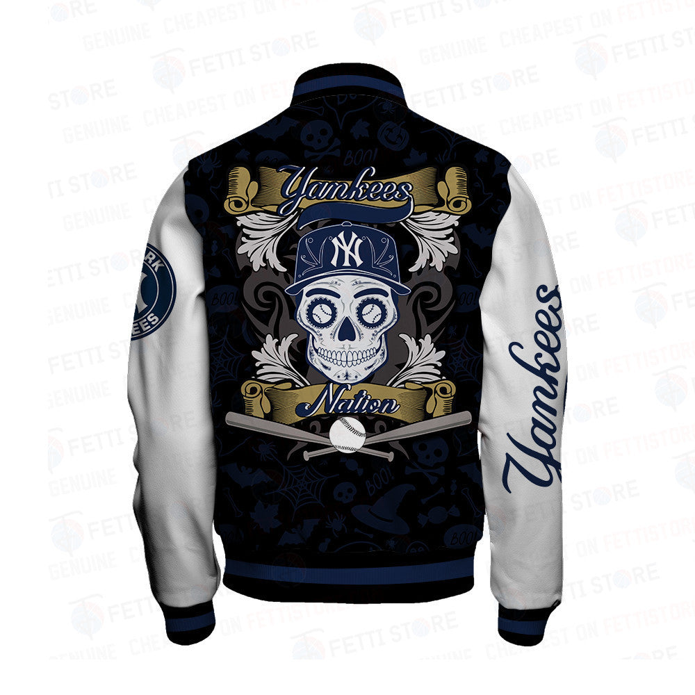 New York Yankees Halloween Pattern Varsity Jacket - All-Over-Printed Jacket