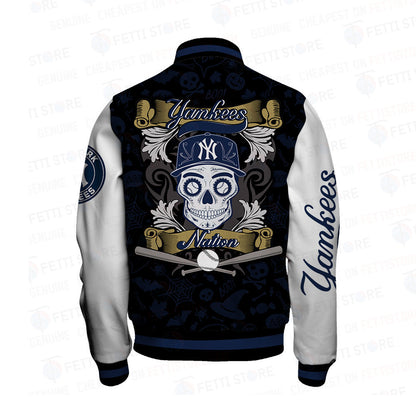 New York Yankees Halloween Pattern Varsity Jacket - All-Over-Printed Jacket