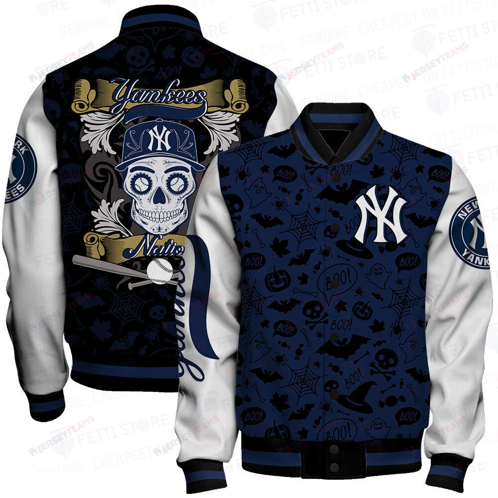 New York Yankees Halloween Pattern Varsity Jacket - All-Over-Printed Jacket