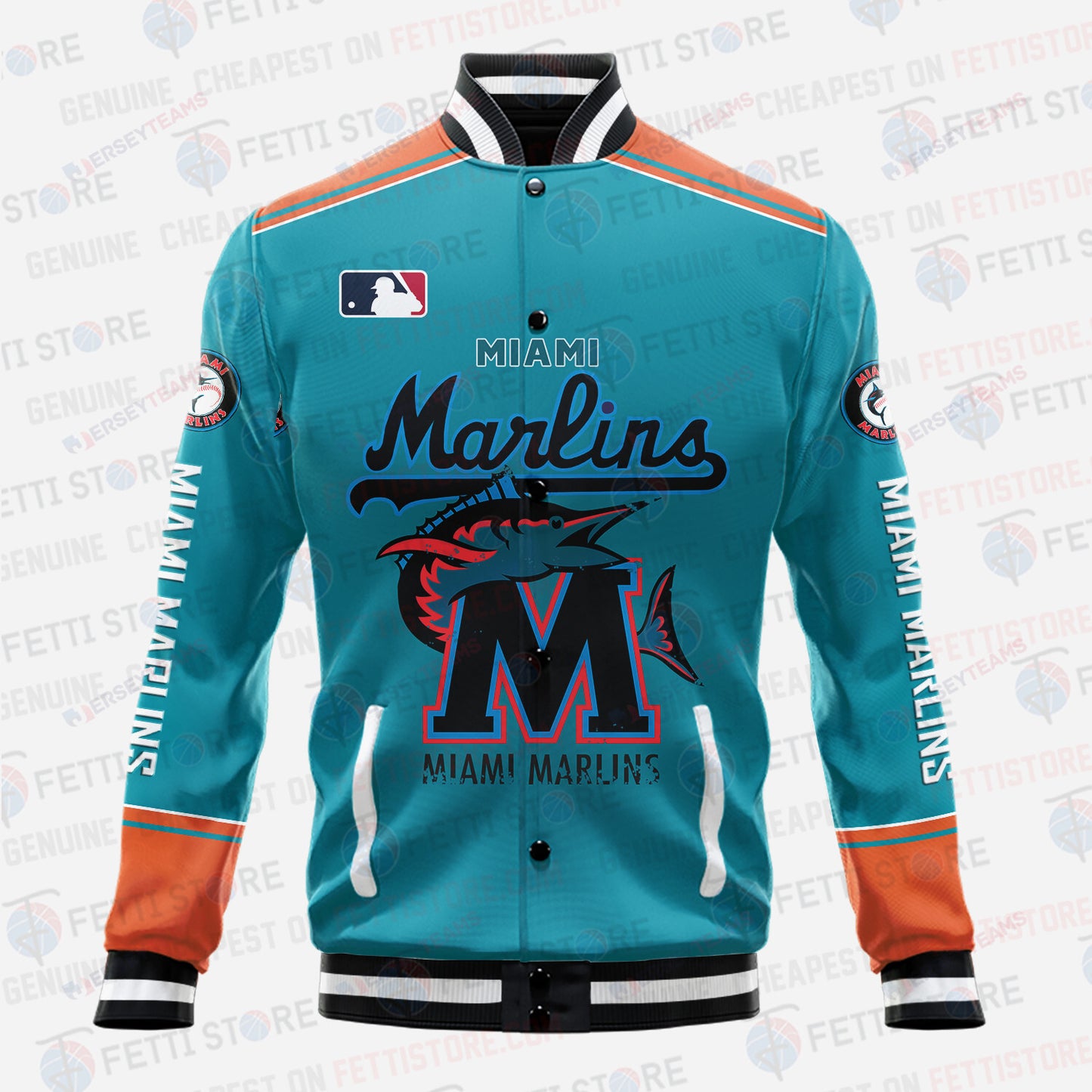 Miami Marlins - Major League Baseball AOP Varsity Jacket V5 - All-Over-Printed Jacket