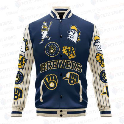 Milwaukee Brewers - Major League Baseball AOP Varsity Jacket V6 - All-Over-Printed Jacket