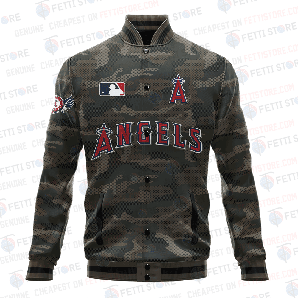 Los Angeles Angels Major League Baseball Camo AOP Varsity Jacket STM - All-Over-Printed Jacket
