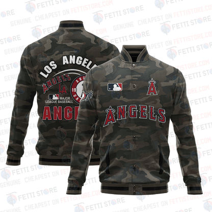 Los Angeles Angels Major League Baseball Camo AOP Varsity Jacket STM - All-Over-Printed Jacket