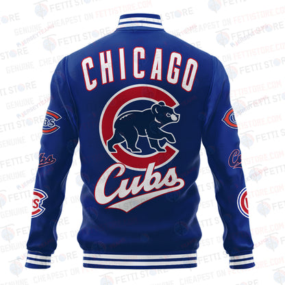 Chicago Cubs American League Baseball Vintage Pattern Varsity Jacket - All-Over-Printed Jacket