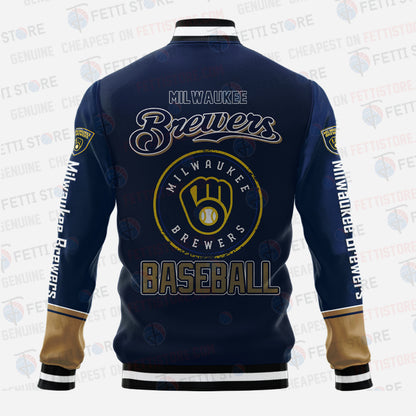 Milwaukee Brewers - Major League Baseball AOP Varsity Jacket V5 - All-Over-Printed Jacket
