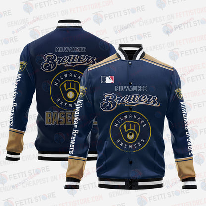 Milwaukee Brewers - Major League Baseball AOP Varsity Jacket V5 - All-Over-Printed Jacket