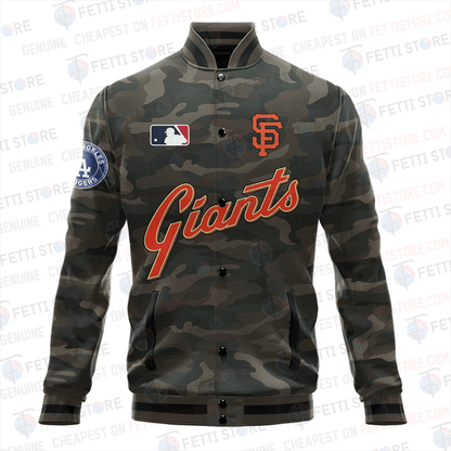 San Francisco Giants Major League Baseball Camo AOP Varsity Jacket STM - All-Over-Printed Jacket