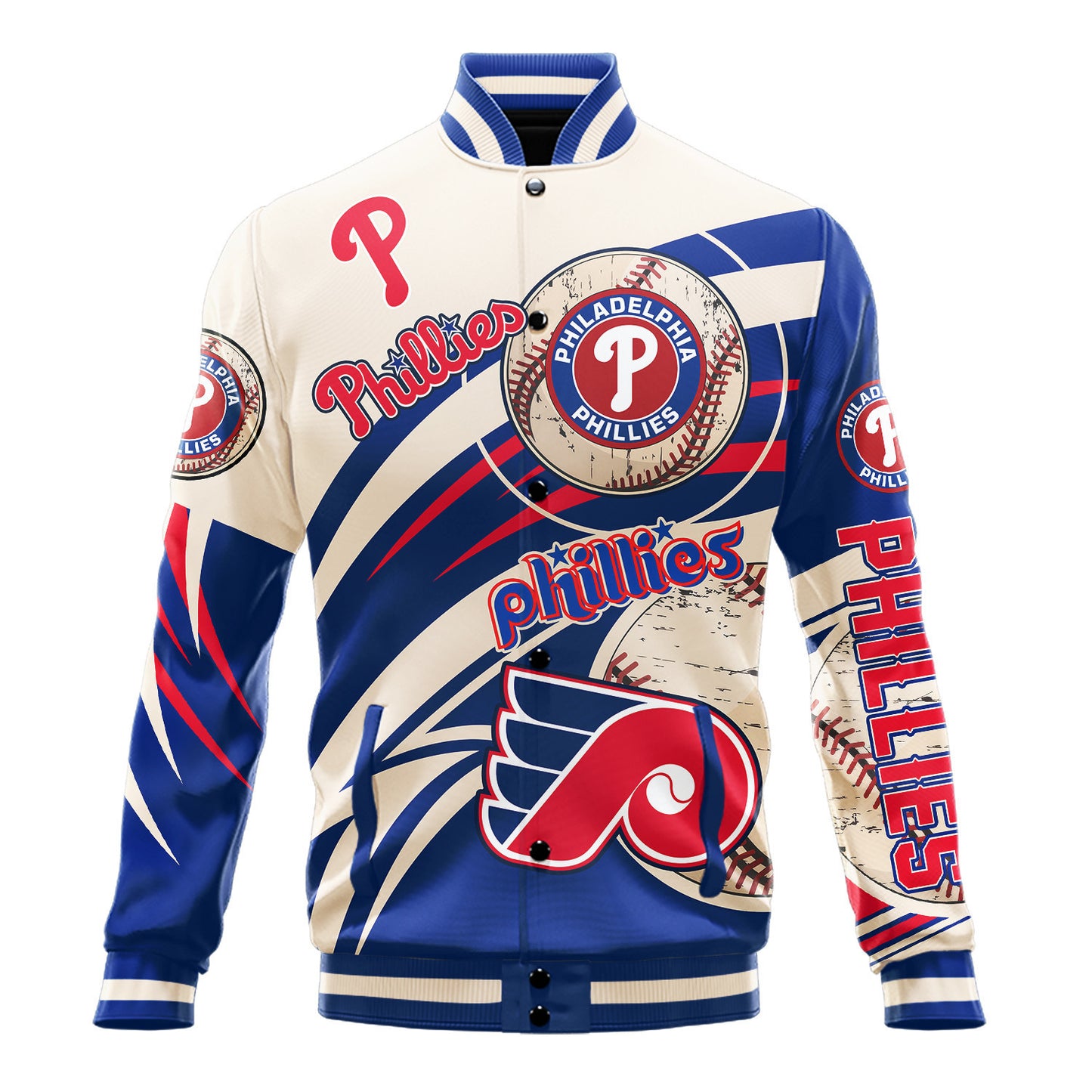 Philadelphia Phillies - Major League Baseball AOP Varsity Jacket V9 - All-Over-Printed Jacket