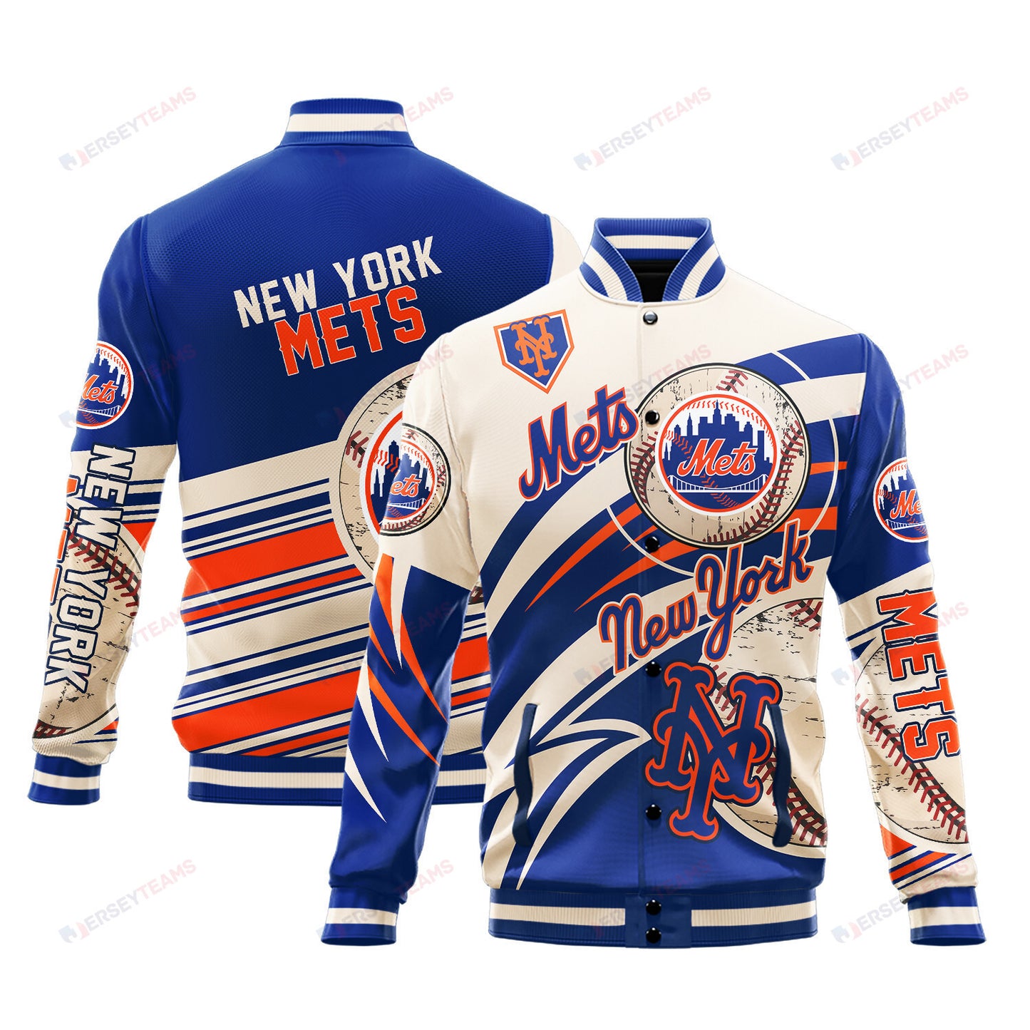 New York Mets - Major League Baseball AOP Varsity Jacket V9 - All-Over-Printed Jacket