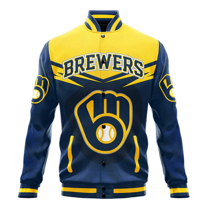 Milwaukee Brewers - Major League Baseball AOP Varsity Jacket V7 - All-Over-Printed Jacket
