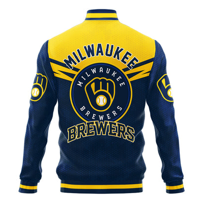 Milwaukee Brewers - Major League Baseball AOP Varsity Jacket V7 - All-Over-Printed Jacket
