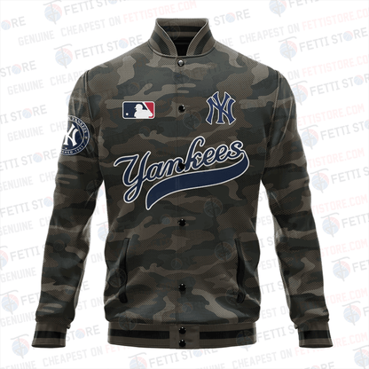 New York Yankees Major League Baseball Camo AOP Varsity Jacket STM - All-Over-Printed Jacket
