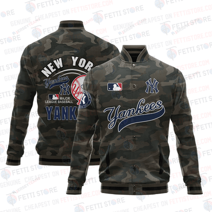 New York Yankees Major League Baseball Camo AOP Varsity Jacket STM - All-Over-Printed Jacket