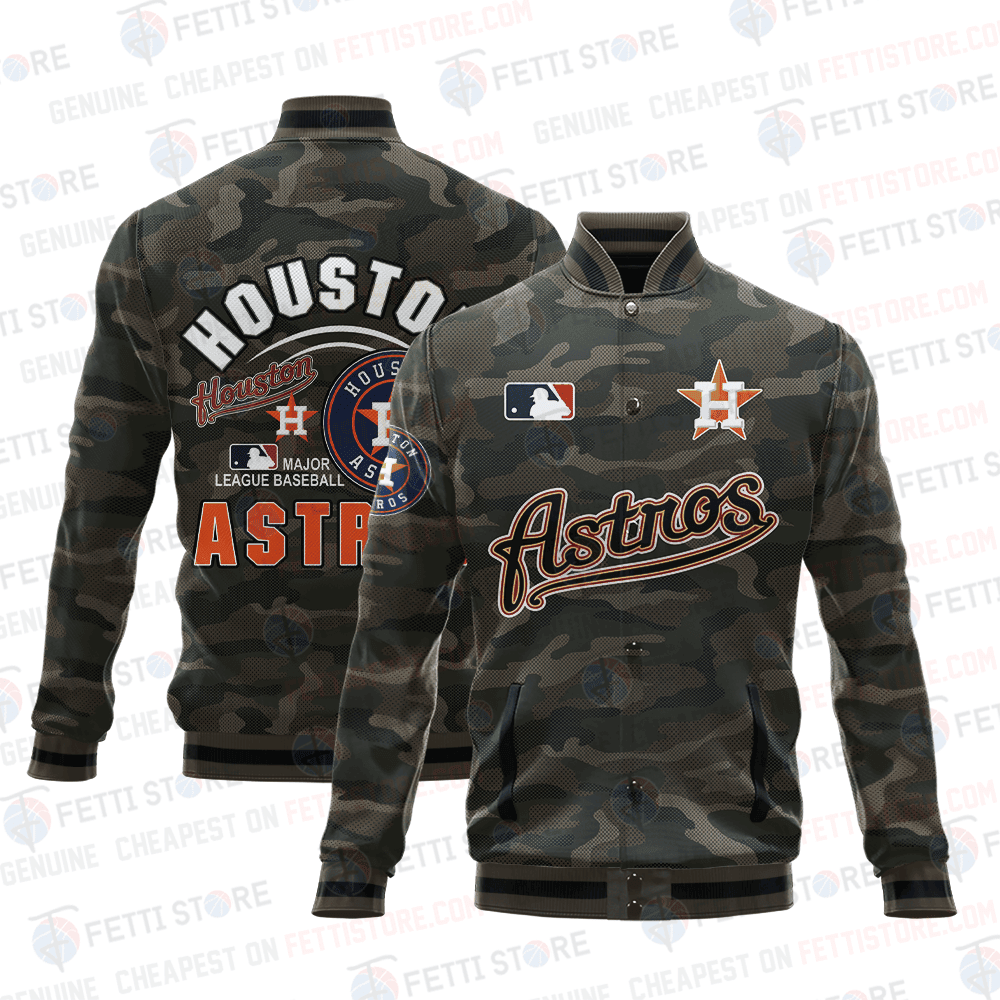 Houston Astros Major League Baseball Camo AOP Varsity Jacket STM - All-Over-Printed Jacket