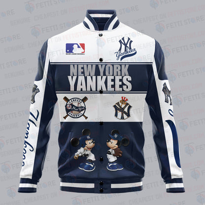 New York Yankees City And Logo Pattern Print Varsity Jacket - All-Over-Printed Jacket