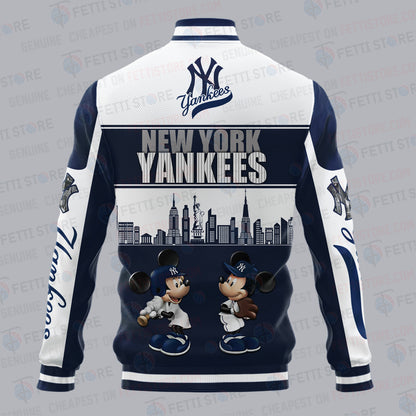 New York Yankees City And Logo Pattern Print Varsity Jacket - All-Over-Printed Jacket