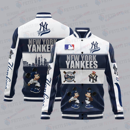 New York Yankees City And Logo Pattern Print Varsity Jacket - All-Over-Printed Jacket
