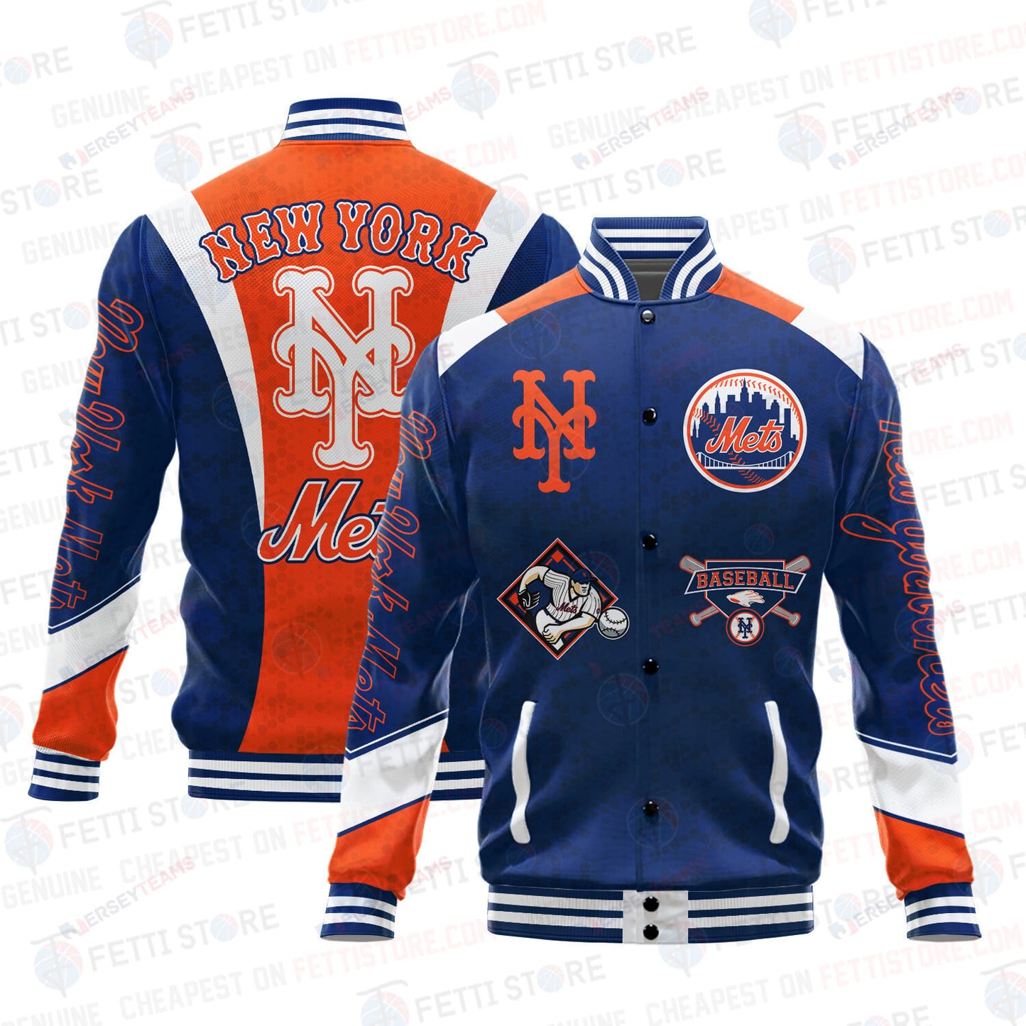 New York Mets American League Baseball Varsity Jacket SH1 V2 - All-Over-Printed Jacket