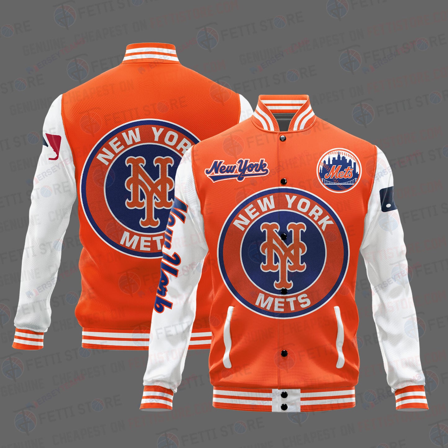 New York Mets Major League Baseball AOP Varsity Jacket STM - All-Over-Printed Jacket