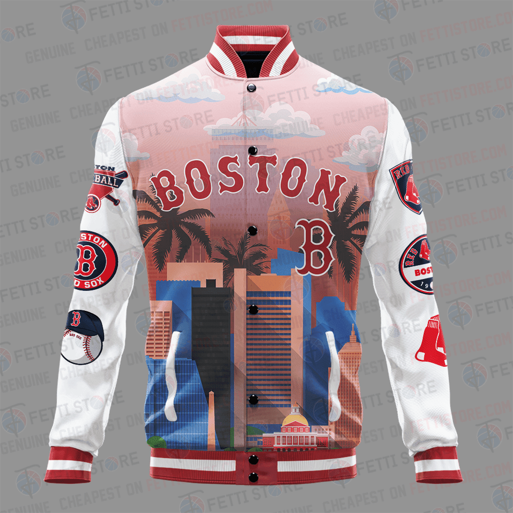Boston Red Sox Major League Baseball AOP Varsity Jacket STM - All-Over-Printed Jacket