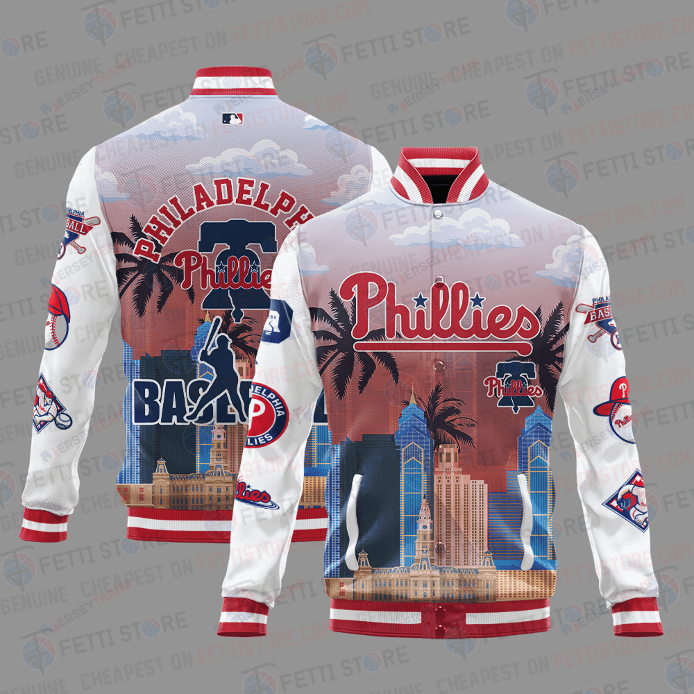 Philadelphia Phillies Major League Baseball AOP Varsity Jacket STM - All-Over-Printed Jacket
